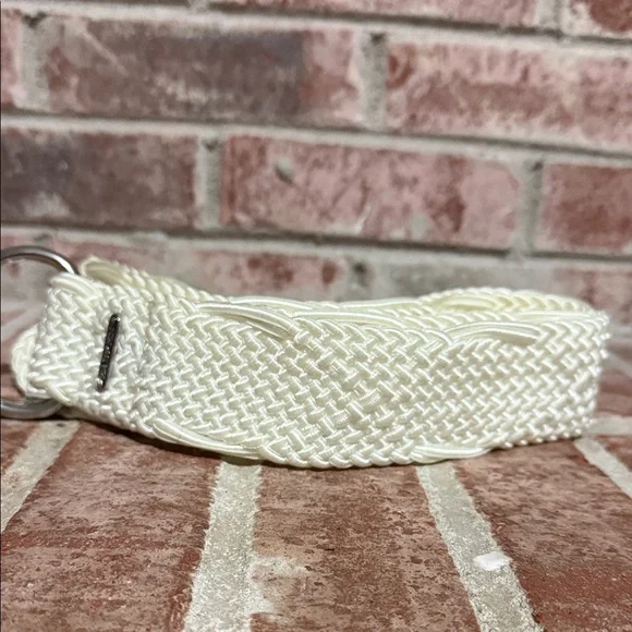 Womens Lauren by Ralph Lauren Cream Woven Belt with Silver Buckle - Picture 2 of 6